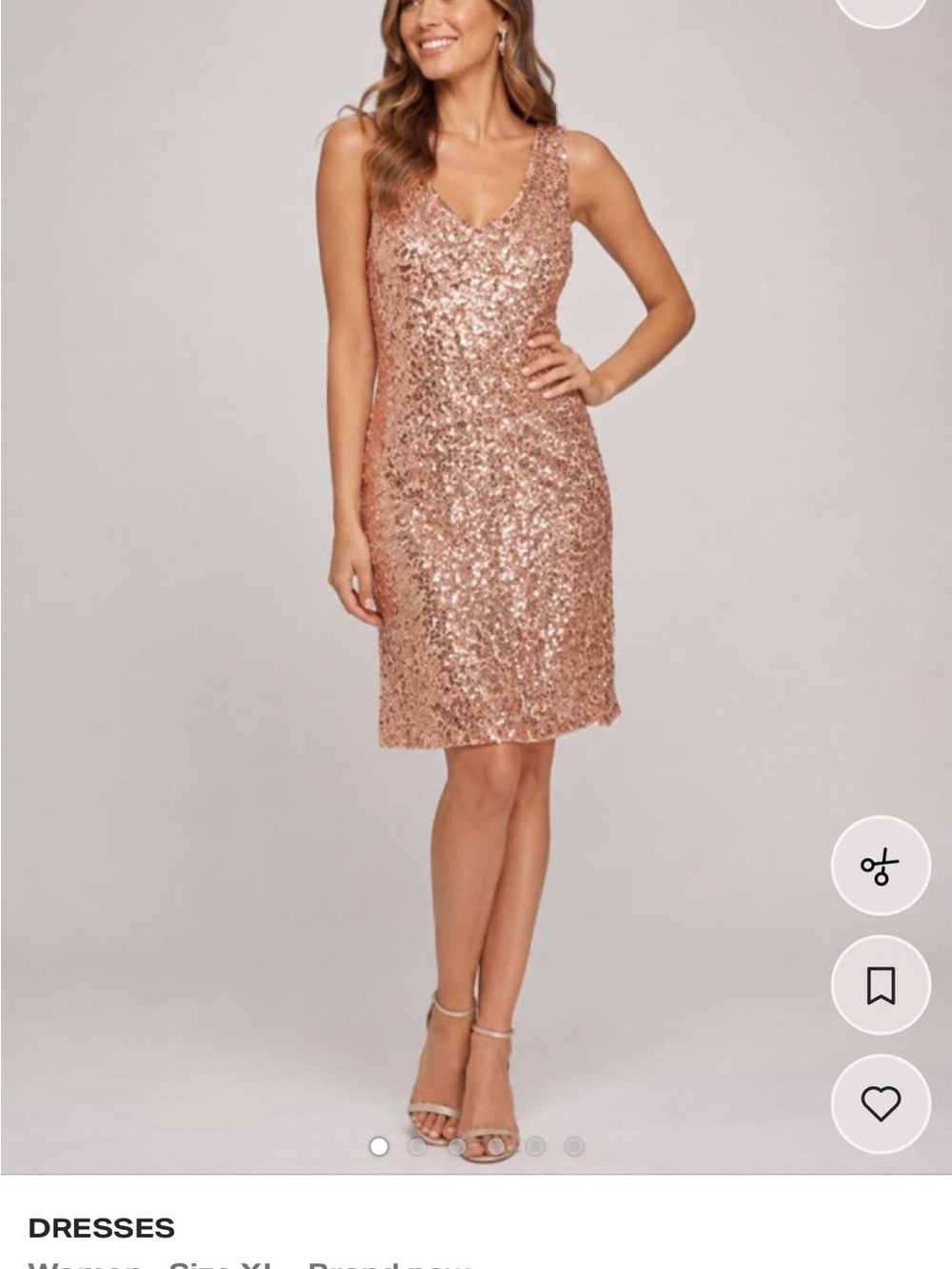 Pretty Guide NWT Rose Gold Sequin Sleeveless Cocktail Dress XL